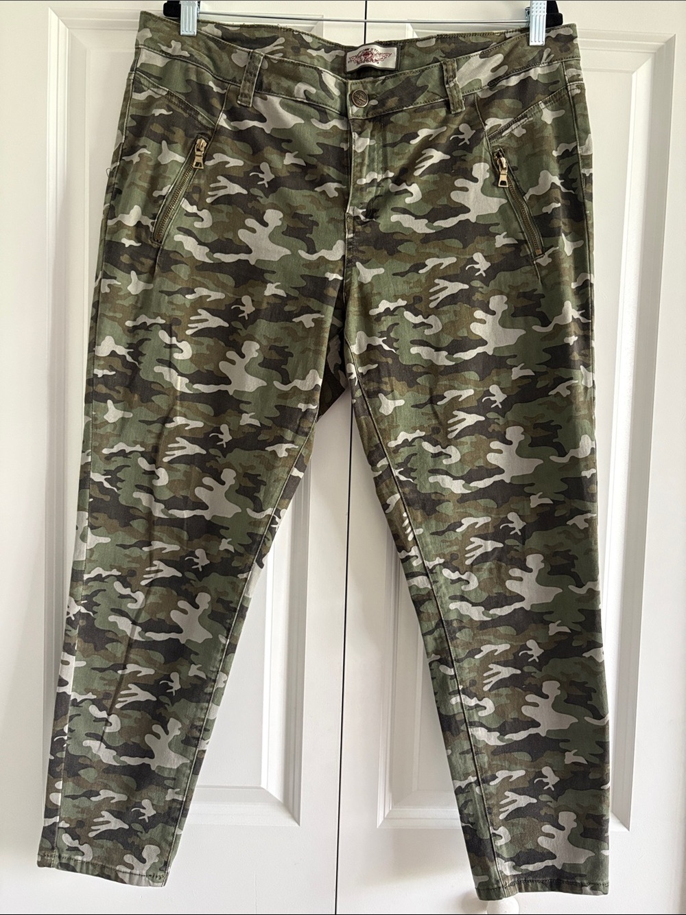 Iris Jeans Camo Denim Jacket Button Detail - Size 20